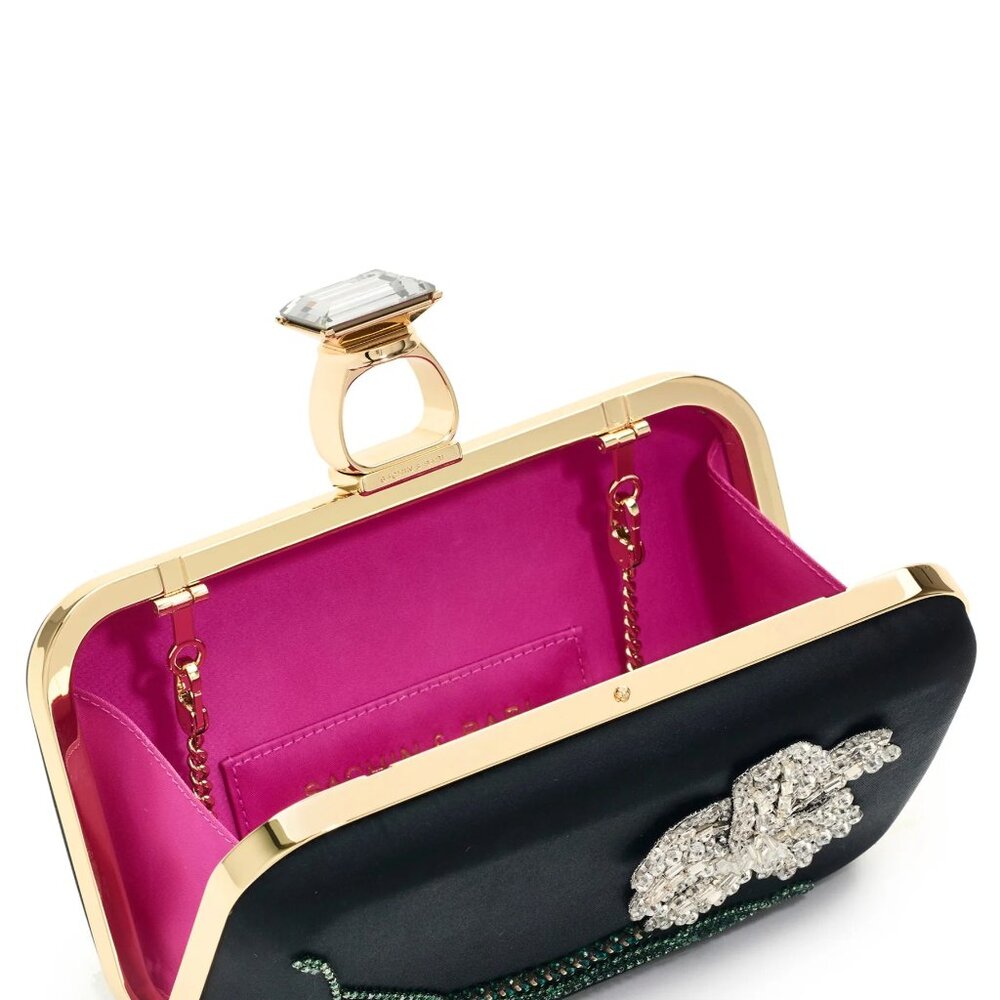 SACHIN & BABI CLUTCH - EMBROIDERED ON THE ROCKS CLUTCH - BLACK - Picture 3 of 4